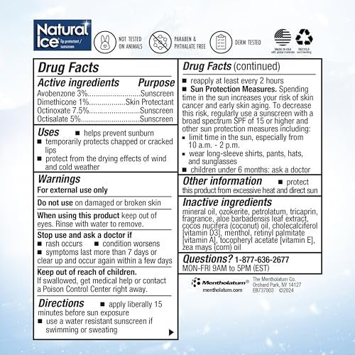 Natural Ice Sport Broad Spectrum SPF 30 Medicated Lip Balm - 12 Pack, 4.2 g Tubes Avelisse