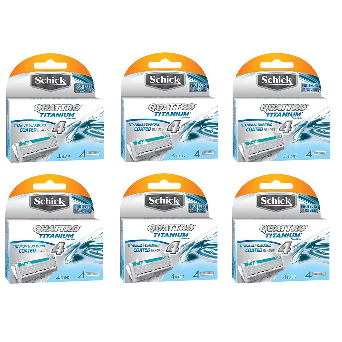 Schick Quattro Titanium Razor Blade Refills for Men - 24 Cartridges (4 Count Pack of 6) Avelisse