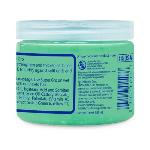 Bronner Bros BB Super Gro Max Maximum Strength Hair Dress & Scalp Treatment, Moisturizing Grease for Dry Scalp & Breakage Support, with Coconut Oil, Vitamins, Sage & Sulfur, For All Hair Types, 6 oz - görsel 18