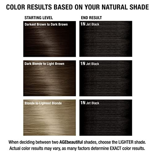 AGE beautiful Permanent Hair Color Dye Liqui Creme - 1N Jet Black - 100% Gray Coverage - Anti-Aging Haircolor with Biotin for Thicker, Fuller Hair - Professional Salon Coloring - 2 Fl Oz - görsel 14