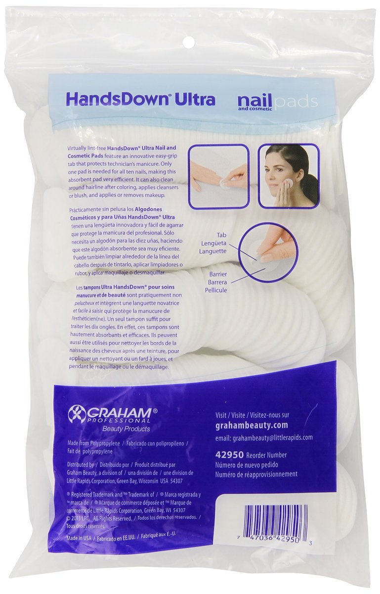 Graham Hands Down Ultra Nail and Cosmetic Pads, White, 240 Count Avelisse