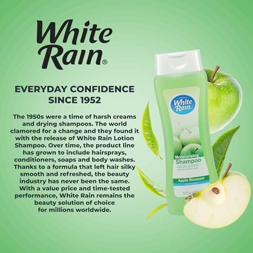 White Rain Moisturizing Shampoo - Apple Blossom Scent, 15 fl oz, Hydrating Shampoo for Men & Women, Paraben-Free & Cruelty-Free with White Lily, Green Tea, Rice Protein & Apple Fruit Extract - görsel 12