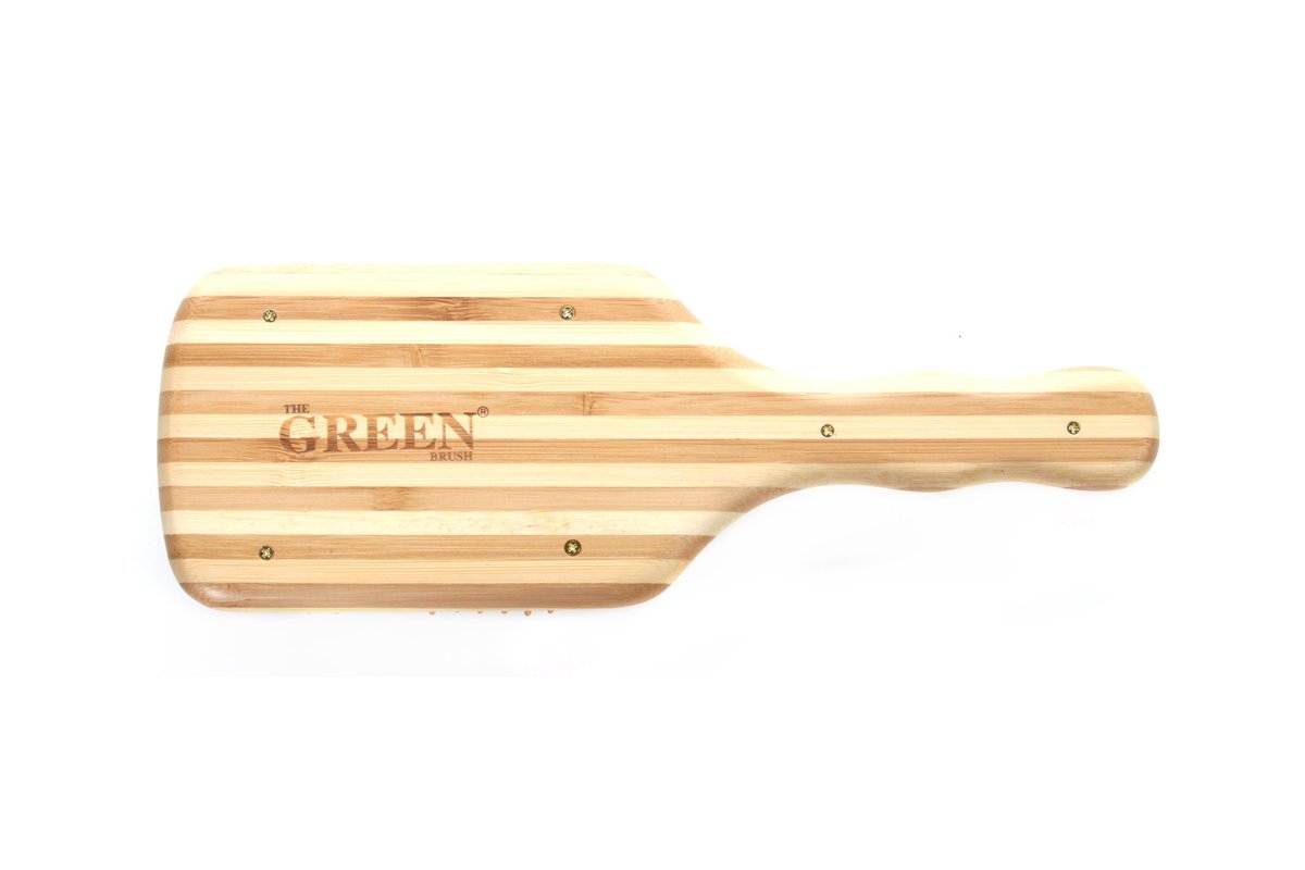 Bass Brushes The Green Brush - Bamboo Pin & Handle Large Paddle Hair Brush Avelisse