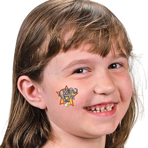 Fun Express Carnival Big Top Circus Temporary Tattoos - 72-Pack, 2 Inch Multicolored Tattoos for VBS, Party Favors, and Craft Projects - görsel 6
