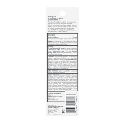 Neutrogena Revitalizing Tinted Lip Balm Broad Spectrum SPF 20 Sunscreen, Sheer Shimmer 10, 0.15 oz Avelisse