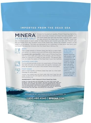 Minera Fine Grain Dead Sea Salt for Bath & Foot Soaks – 5 lbs, Fast-Dissolving, 100% Pure and Natural, Unscented, Skin-Softening Sea Salt Avelisse