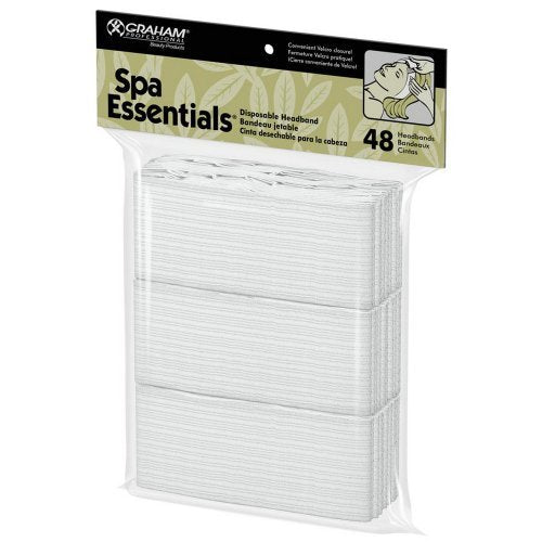 Graham Professional Spa Essentials Disposable Headbands - 48 Count, White, 1 Pack Avelisse