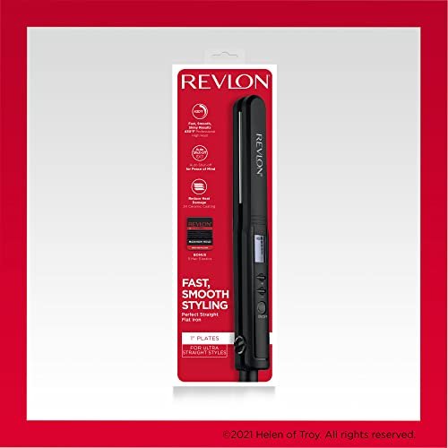 REVLON Perfect Heat Ceramic Digital Flat Iron – 1 Inch, Black Avelisse
