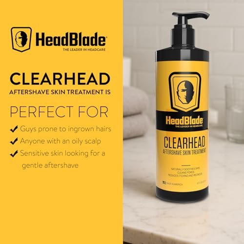 HeadBlade ClearHead Men's Refreshing Post Shaving Aftershave Lotion - 8 oz with Pump, Prevent Ingrown Hair & Irritation Avelisse
