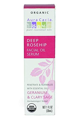 Aura Cacia Organic Deep Rosehip Facial Serum – 1 oz Soothing Moisture-Preserving Oil, Pure & Free from Synthetic Additives Avelisse