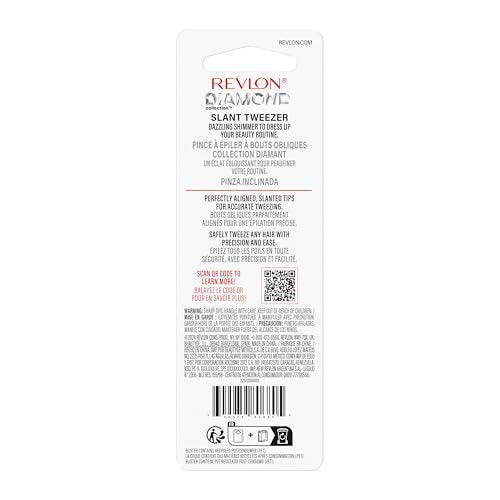 Revlon Diamond Collection Slanted Tip Tweezers, Ultra-Sharp Stainless Steel for Precision Eyebrow Shaping and Facial Hair Removal, Pink & Purple, 1 Count - görsel 8