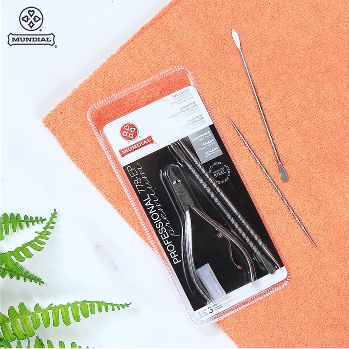 Mundial Professional Stainless Steel Cuticle Nippers & Pusher Set - 3 Piece Manicure & Pedicure Trimmer Kit Avelisse