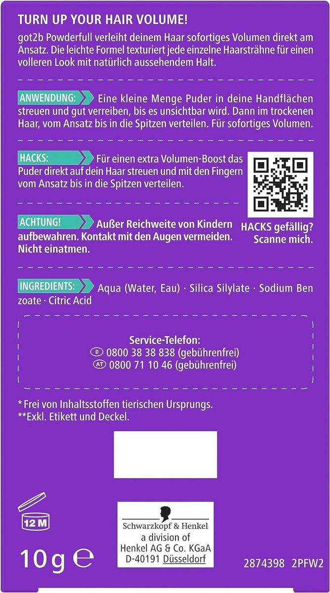 Schwarzkopf got2b Powder'ful Vol Style Powder 10g (2x Pack) - Root Lifting Powder for Voluminous Hair - görsel 8