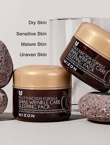 MIZON Snail Wrinkle Care Sleeping Pack - Overnight Firming Mask with Snail Mucin, Adenosine & Shea Butter for Damaged Skin & Fine Lines (2.7 fl oz) Avelisse