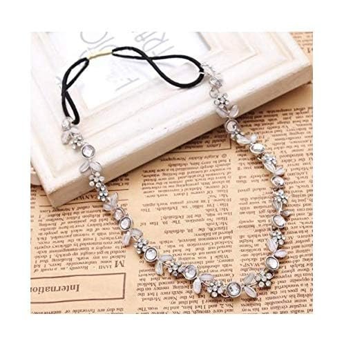 JOVANA Silver Rhinestone Flower Hair Band - Elastic Headband for Women, 1 Pack - görsel 7