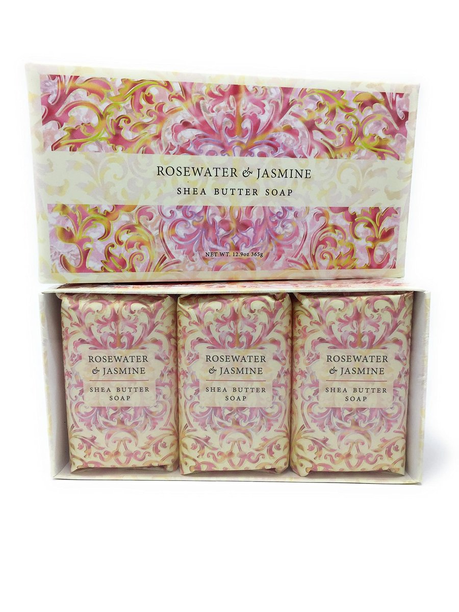Greenwich Bay Trading Co. Shea Butter Soap, Rosewater & Jasmine, 12.9 oz (3-Pack) Avelisse