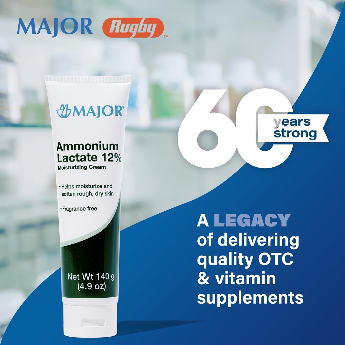 Major Ammonium Lactate 12% Moisturizing Cream – Lactic Acid Cream for Rough, Dry Skin – Fragrance-Free, 4.9 oz (Pack of 2) Avelisse