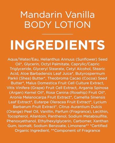 Andalou Naturals Vitalizing Body Lotion Mandarin Vanilla - Hydrating Daily Moisturizer for Dry Skin with Shea Butter, Cocoa Butter, Rose Hip Oil, Argan Oil & Aloe Vera - 8 fl oz - görsel 16