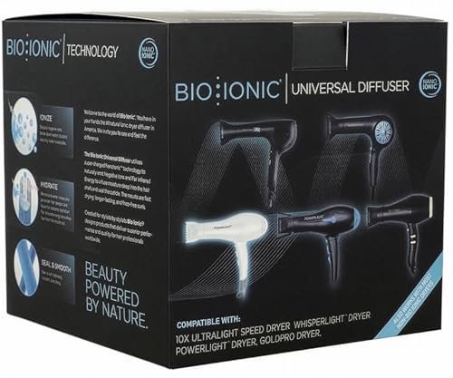 BIO IONIC Universal Diffuser for Hair Dryer – Frizz Control & Shine, Fits 2.25" Nozzle, Black Avelisse