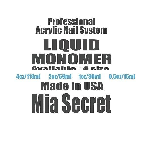 Mia Secret 4oz Liquid Monomer + 4oz Clear Acrylic Powder Nail Art System – Professional Acrylic Nail Kit Avelisse