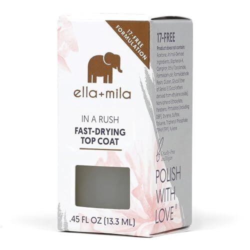 ella+mila Fast Dry Top Coat – Quick Dry Nail Polish Top Coat for High Shine & Long Lasting Wear – Clear Protective Layer - görsel 16