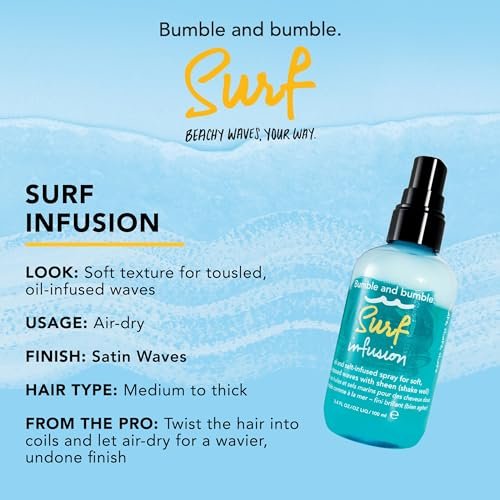 Bumble and bumble Surf Infusion Oil and Sea Salt Spray - Conditioning Beachy Texture & Shine for Medium to Thick Wavy, Straight Hair, 3.4 Fl Oz Avelisse