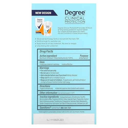 Degree Clinical Protection Deodorant for Women, Summer Rose Antiperspirant, Prescription Strength 96H Sweat & Odor Control, Soft Solid, 1.7 Oz (Pack of 4) Avelisse