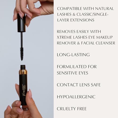 Xtreme Lashes Length & Volume Mascara – Black, Waterproof, Lash Extension Compatible, Vitamin B5 Enriched, 0.25 oz Avelisse