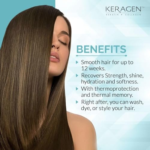 Keragen Brazilian Keratin Smoothing Treatment - Formaldehyde-Free Blowout for Frizzy, Dry, or Damaged Hair - Smooth, Silky Results - Fine to Medium Hair - 16 Oz Avelisse