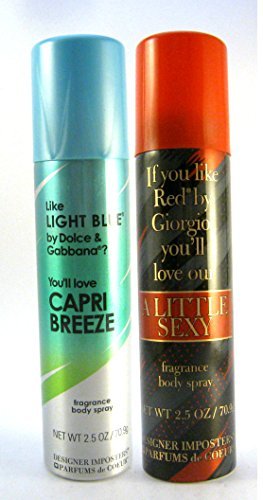Parfums De Coeur Designer Imposters Women Body Spray Bundle - Capri Breeze & A Little Sexy (2.5 oz Each) Avelisse