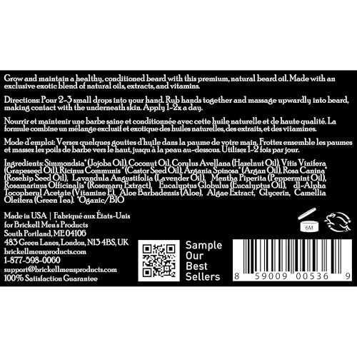 Brickell Men's Beard Oil - Natural & Organic Argan and Jojoba Oil for Stronger, Softer Beard (1 oz, Scented) Avelisse