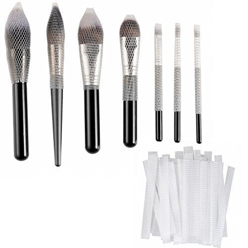 CLOTHOBEAUTY 40-Piece Makeup Brush Pen Guard Protector Set - Reusable Expandable Mesh Covers (4.7 Inch, White) - görsel 1