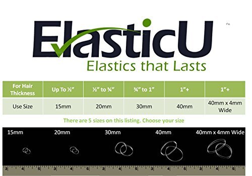STRONG Reusable Clear Premium Polybands Hair Elastics Pack of 70 for Ponytail by ElasticU - görsel 12
