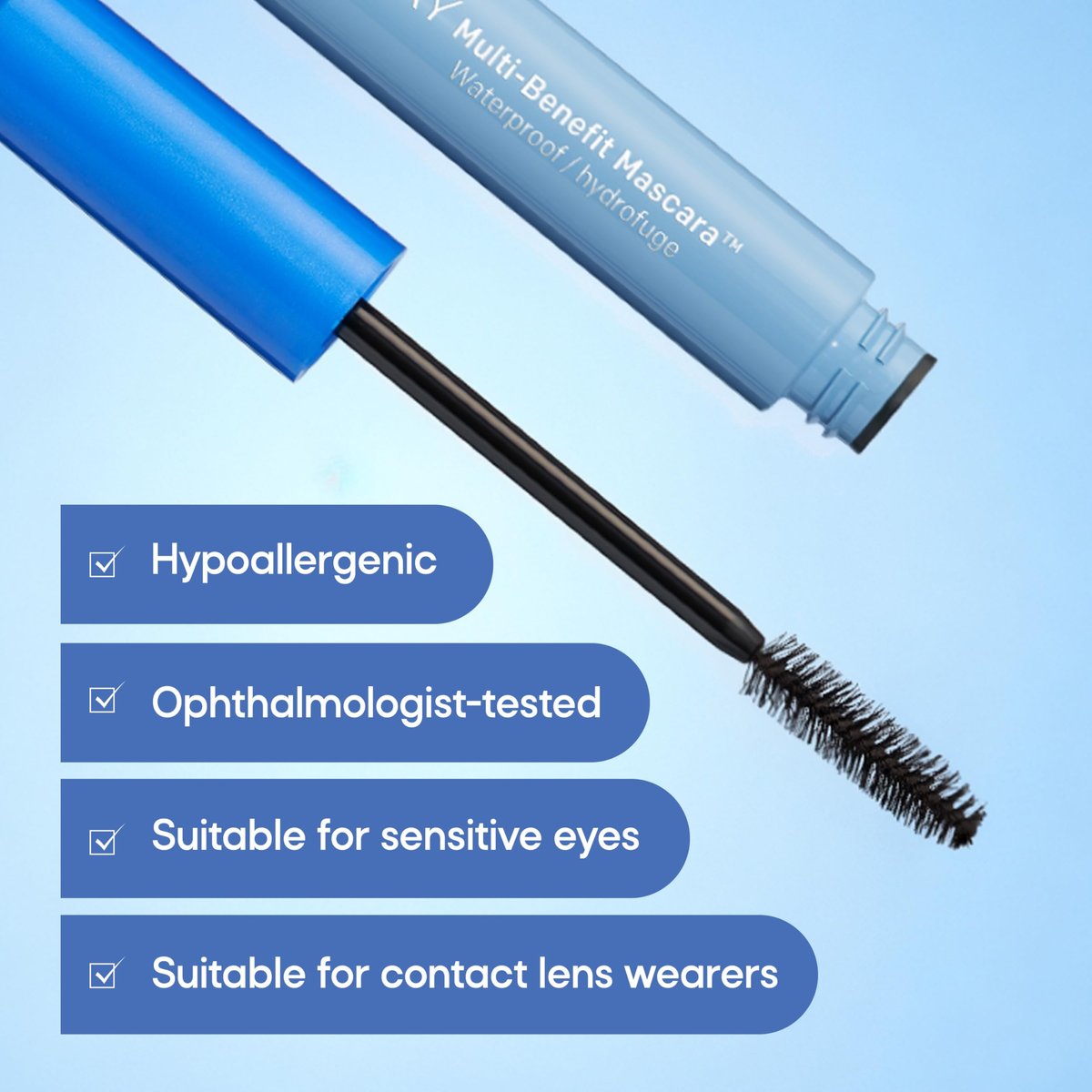 Almay Multi-Benefit Mascara, Volumizing + Lengthening, Hypoallergenic, 501 Blackest Black - görsel 18