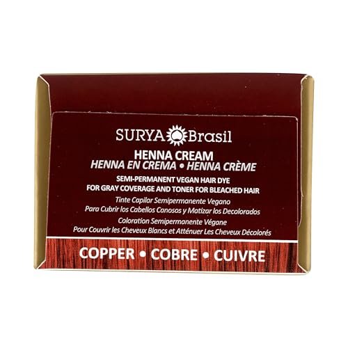 Surya Brasil Henna Cream Hair Color Treatment - Copper (2.37 oz / 70 ml) - Natural & Organic Hair Dye Avelisse