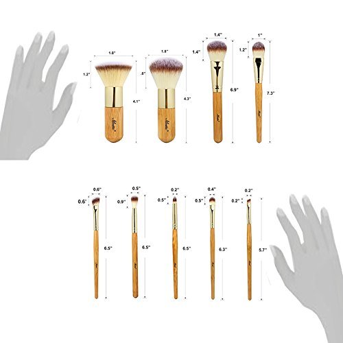 Matto 9-Piece Makeup Brush Set with Travel Bag – Bamboo & Aluminum Foundation Brush Kit Avelisse