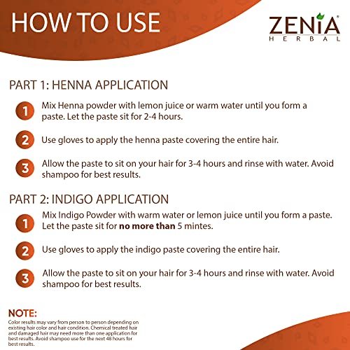 Zenia Indigo Powder & Henna Hair Color Combo Pack – 100g Each for Natural Hair Dye Avelisse