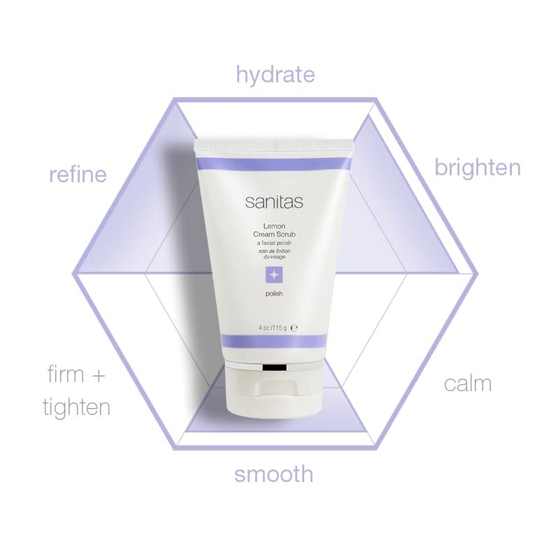Sanitas Skincare Lemon Cream Scrub - Dual Action Manual Exfoliant with Vitamin C, 4 oz Avelisse