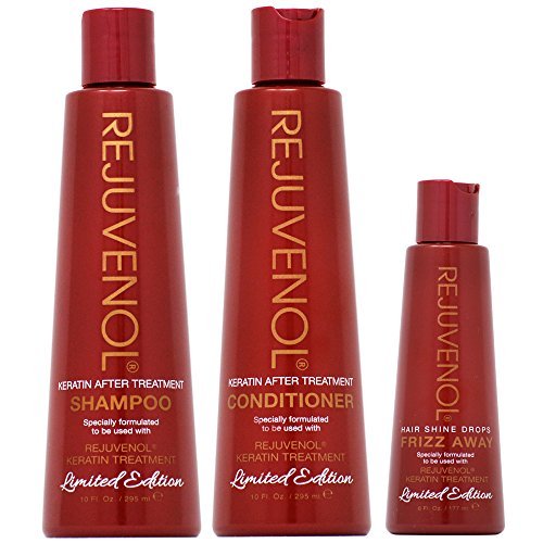 Rejuvenol After Keratin Treatment Shampoo & Conditioner 10oz + Frizz Away Hair Shine Drops Combo - görsel 2