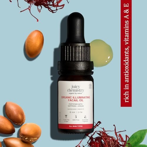 Juicy Chemistry Organic & 100% Natural Facial Oil with Saffron & Red Raspberry – Moisturizing Skin Repair, 10ml - görsel 10