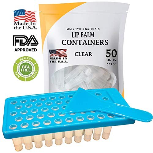 Mary Tylor Naturals Lip Balm Container Tray Kit - 52 Piece Set with Fill Tray and Spatula, BPA Free, Made in USA (Blue) Avelisse