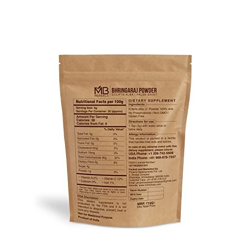 MB Herbals Pure Bhringraj Powder 100 Grams – Natural Eclipta Alba for Hair Growth & Care - görsel 4