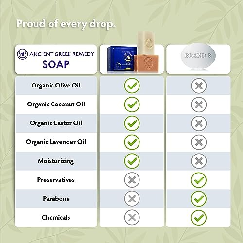 Ancient Greek Remedy Organic Face and Body Soap Bars for Dry, Normal, and Sensitive Skin - Gentle Wash Treatment for Women and Men with Soap Holder (2 Pack, Lavender) Avelisse