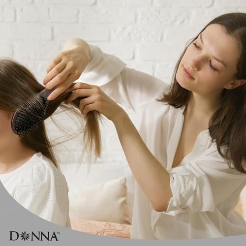 Donna Double Sided Styling Brush for Women - 100% Boar Bristles, Cushioned Wooden Detangling Brush for Wet Hair - görsel 18