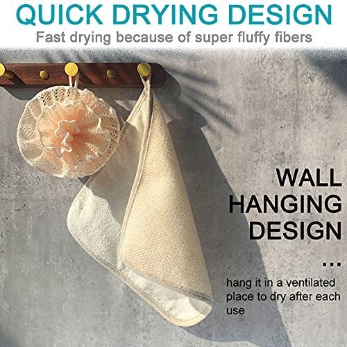 Super Exfoliating Weave Loofah Shower Sponge Pouf - Pack of 4 - Nylon Mesh Bath Puff for Face & Body - görsel 8