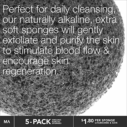 Minamul Konjac Exfoliating Organic Facial Sponge Set – 5 Pack Bamboo Activated Charcoal Sponges for Gentle Daily Face Scrub & Makeup Remover, Safe for Oily, Dry, Combination or Sensitive Skin - görsel 12