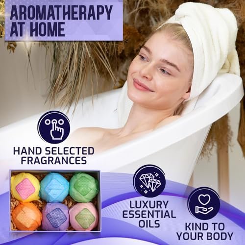 Bath Bombs Gift Set - Ultra Bubble XXL Fizzies (6 x 4.1 oz) with Natural Dead Sea Salt, Cocoa & Shea Essential Oils - Best Birthday Gift for Her/Him, Wife, Girlfriend, Women, Kids Avelisse