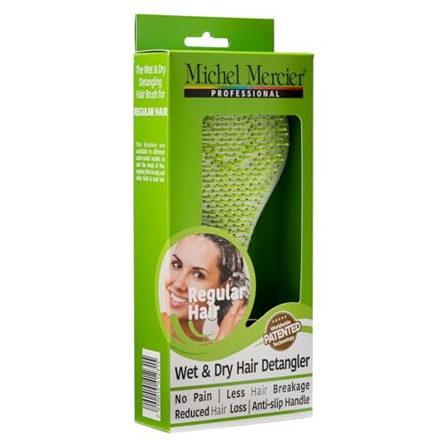 Michel Mercier Wet and Dry Hair Detangler - Soft Bristles Brush for Healthy, Shiny Hair - Green/White - Normal Hair - görsel 18