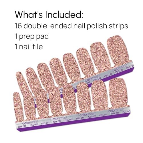 Color Street Tokyo Lights Nail Strips - Glitter Finish with Pink, Gold, Fuchsia & Holographic Sparkle - 16 Double-Ended Nail Polish Strips for Easy Application Avelisse