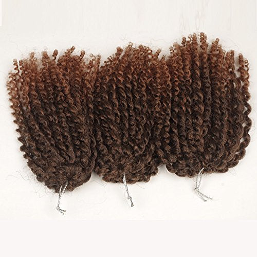 SHAROPUL Kinky Curly Crochet Hair 8 Inch Ombre Color 3-Pack - Synthetic Afro Marley Twist Braids for Black Women (1B/30) - görsel 8